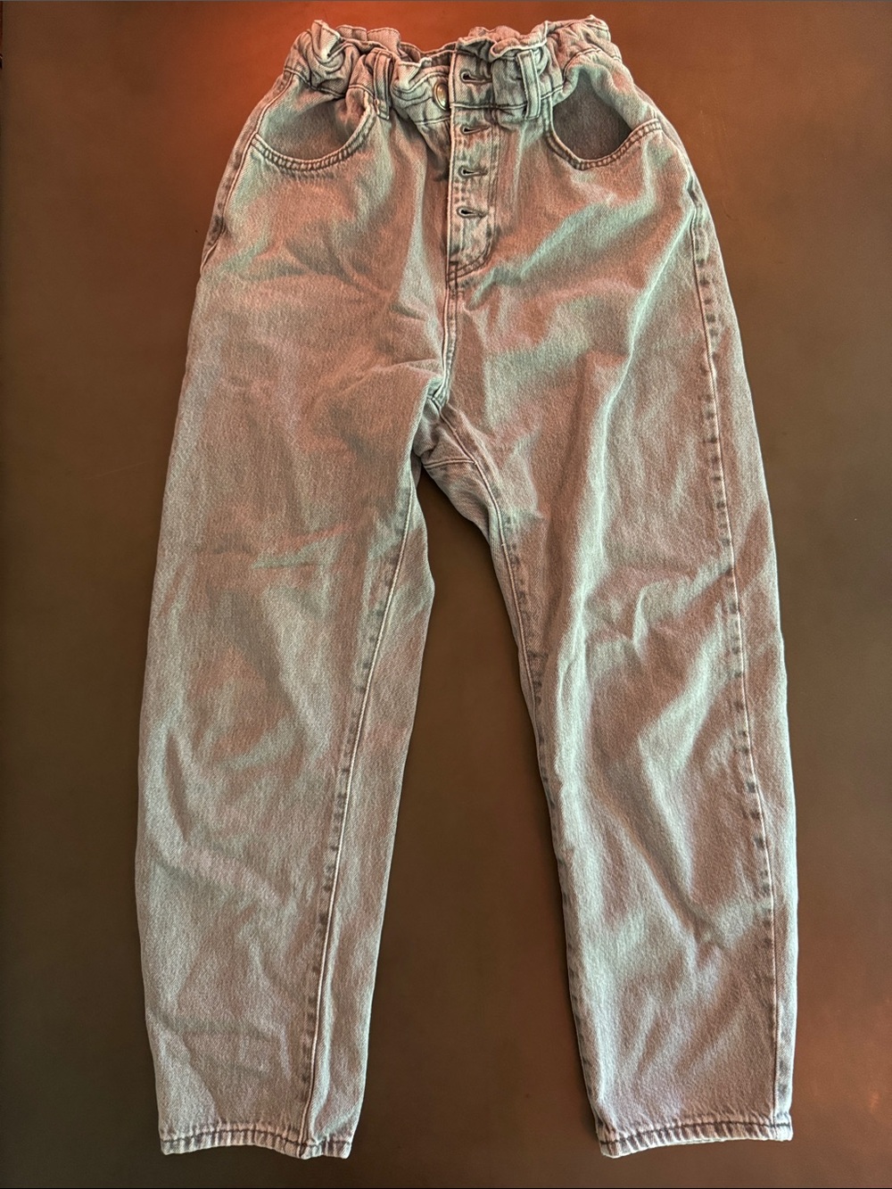 Zara Light Blue High-Rise Paperbag Jeans